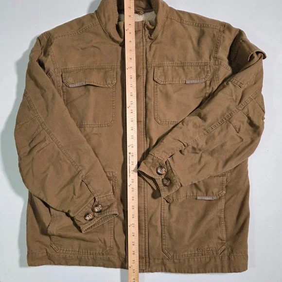 Cabelas Chore Jacket Mens XL Canvas Sherpa Lined Field Coat Brown‎ - Picture 4 of 12